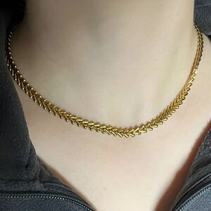 Gold Chevron Link Choker Necklace